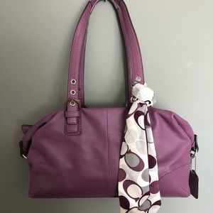 Purple Coach Shoulder Bag with Scarf